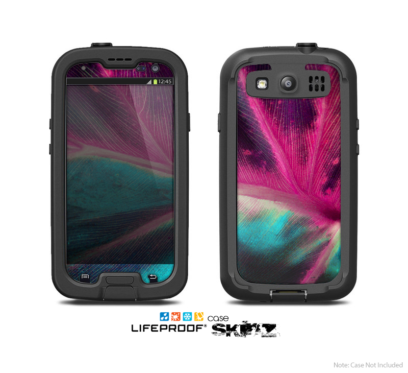 The Neon Pink & Green Leaf Skin For The Samsung Galaxy S3 LifeProof Case