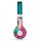 The Neon Pink & Green Leaf Skin for the Beats by Dre Solo 2 Headphones