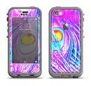 The Neon Pink & Turquoise Peacock Feather Apple iPhone 5c LifeProof Nuud Case Skin Set