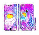 The Neon Pink & Turquoise Peacock Feather Sectioned Skin Series for the Apple iPhone 6s Plus