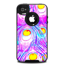 The Neon Pink & Turquoise Peacock Feather Skin for the iPhone 4-4s OtterBox Commuter Case