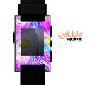 The Neon Pink & Turquoise Peacock Feather Skin for the Pebble SmartWatch