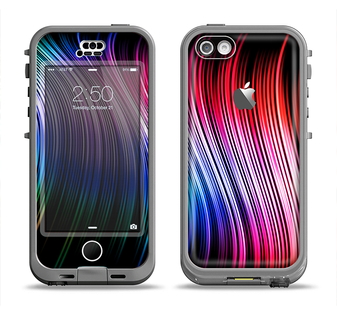 The Neon Rainbow Wavy Strips Apple iPhone 5c LifeProof Nuud Case Skin Set
