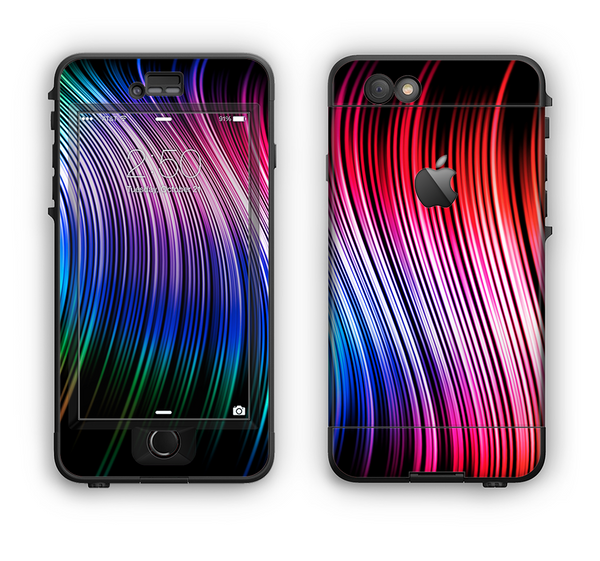 The Neon Rainbow Wavy Strips Apple iPhone 6 Plus LifeProof Nuud Case Skin Set