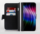 The Neon Rainbow Wavy Strips Ink-Fuzed Leather Folding Wallet Credit-Card Case for the Apple iPhone 6/6s, 6/6s Plus, 5/5s and 5c