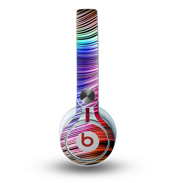 The Neon Rainbow Wavy Strips Skin for the Beats by Dre Mixr Headphones