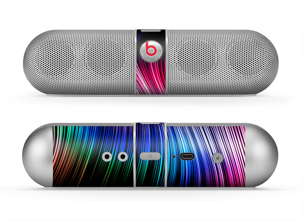 The Neon Rainbow Wavy Strips Skin for the Beats by Dre Pill Bluetooth Speaker