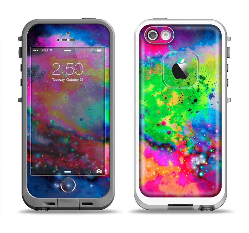 The Neon Splatter Universe Apple iPhone 5-5s LifeProof Fre Case Skin Set