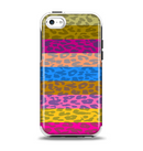 The Neon Striped Cheetah Animal Print Apple iPhone 5c Otterbox Symmetry Case Skin Set