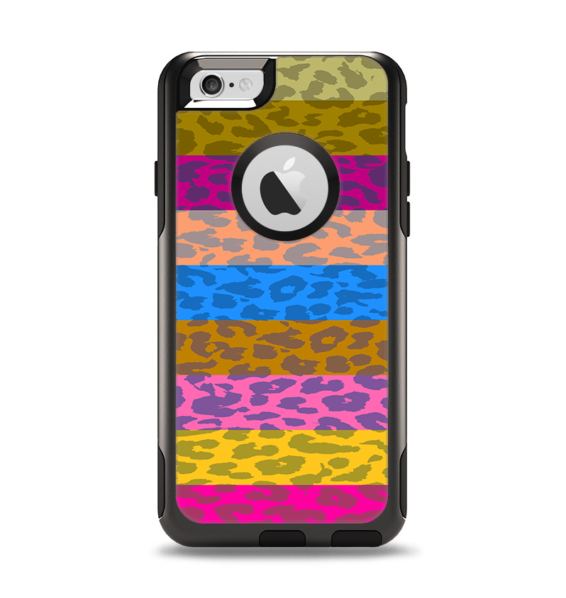 The Neon Striped Cheetah Animal Print Apple iPhone 6 Otterbox Commuter Case Skin Set