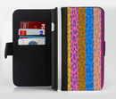 The Neon Striped Cheetah Animal Print Ink-Fuzed Leather Folding Wallet Credit-Card Case for the Apple iPhone 6/6s, 6/6s Plus, 5/5s and 5c