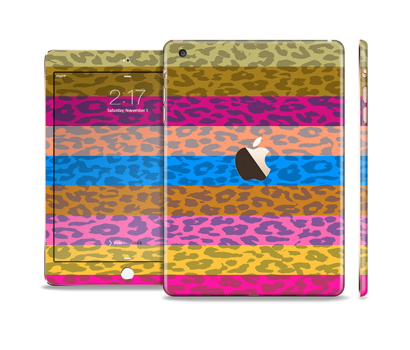 The Neon Striped Cheetah Animal Print Full Body Skin Set for the Apple iPad Mini 3