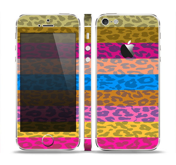 The Neon Striped Cheetah Animal Print Skin Set for the Apple iPhone 5