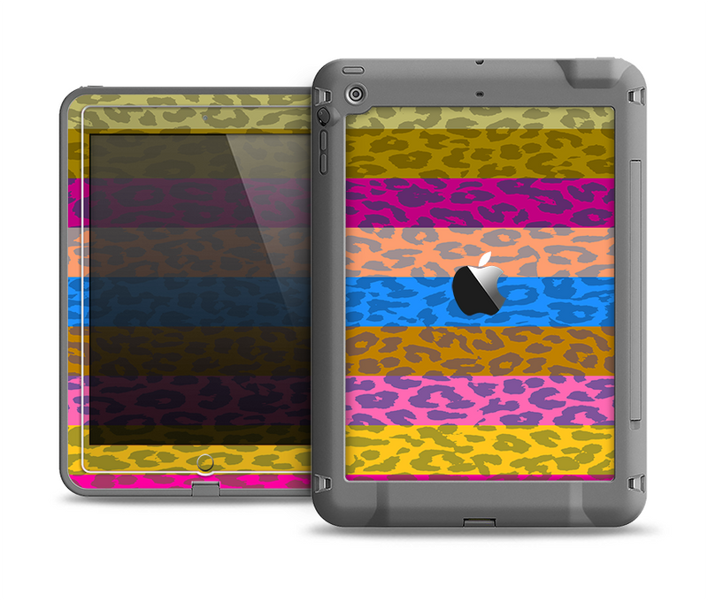 The Neon Striped Cheetah Animal Print Apple iPad Air LifeProof Fre Case Skin Set