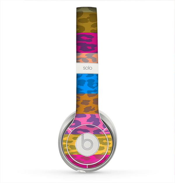 The Neon Striped Cheetah Animal Print Skin for the Beats by Dre Solo 2 Headphones