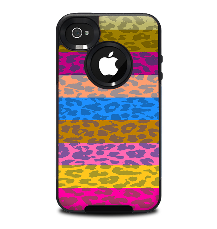The Neon Striped Cheetah Animal Print Skin for the iPhone 4-4s OtterBox Commuter Case