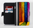 The Neon Wood Color-Planks Ink-Fuzed Leather Folding Wallet Credit-Card Case for the Apple iPhone 6/6s, 6/6s Plus, 5/5s and 5c