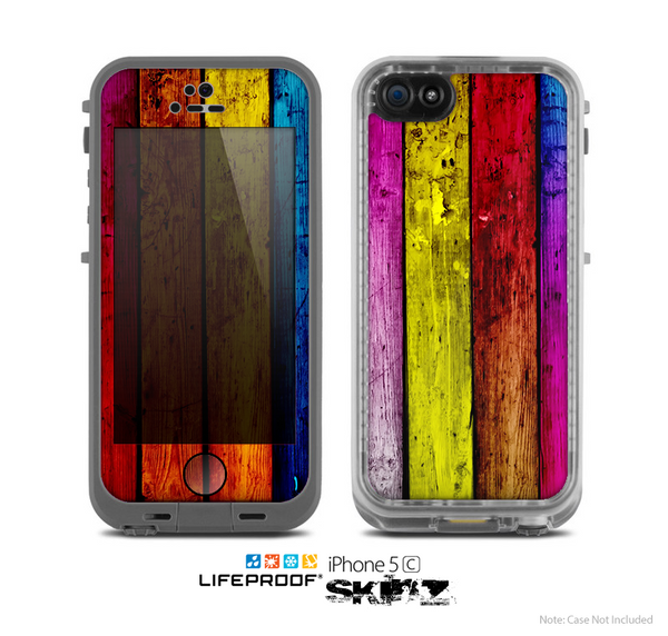 The Neon Wood Color-Planks Skin for the Apple iPhone 5c LifeProof Case