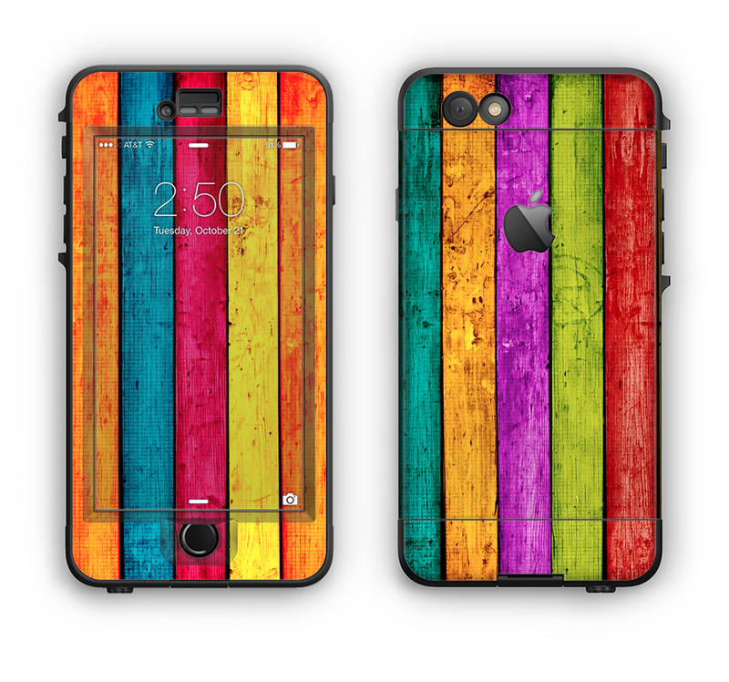 The Neon Wood Planks Apple iPhone 6 Plus LifeProof Nuud Case Skin Set