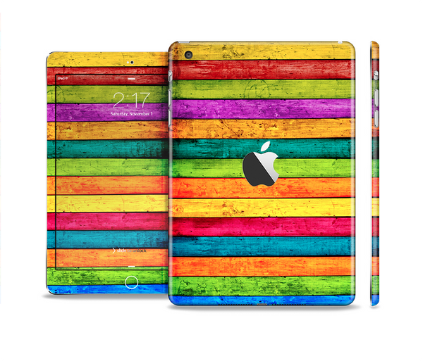 The Neon Wood Planks Skin Set for the Apple iPad Mini 4