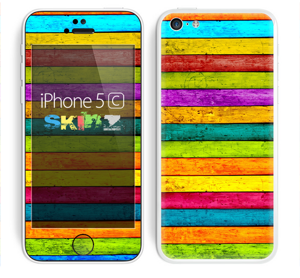 The Thin Neon Wood Planks Skin for the Apple iPhone 5c