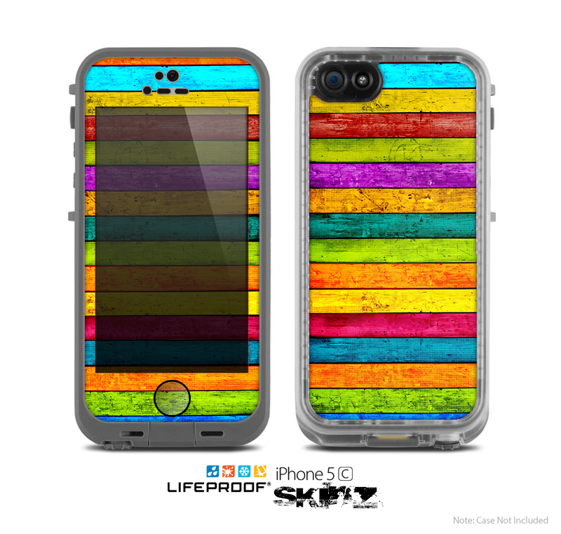 The Neon Wood Planks Skin for the Apple iPhone 5c LifeProof Case