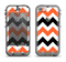 The Orange & Black Chevron Pattern Apple iPhone 5c LifeProof Nuud Case Skin Set
