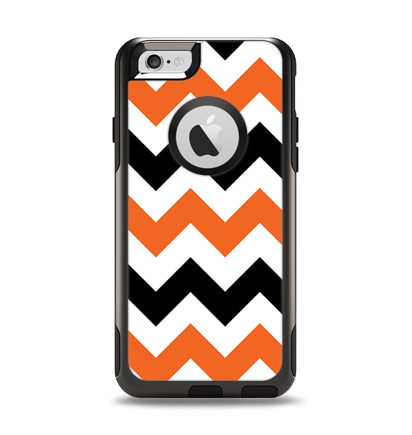 The Orange & Black Chevron Pattern Apple iPhone 6 Otterbox Commuter Case Skin Set