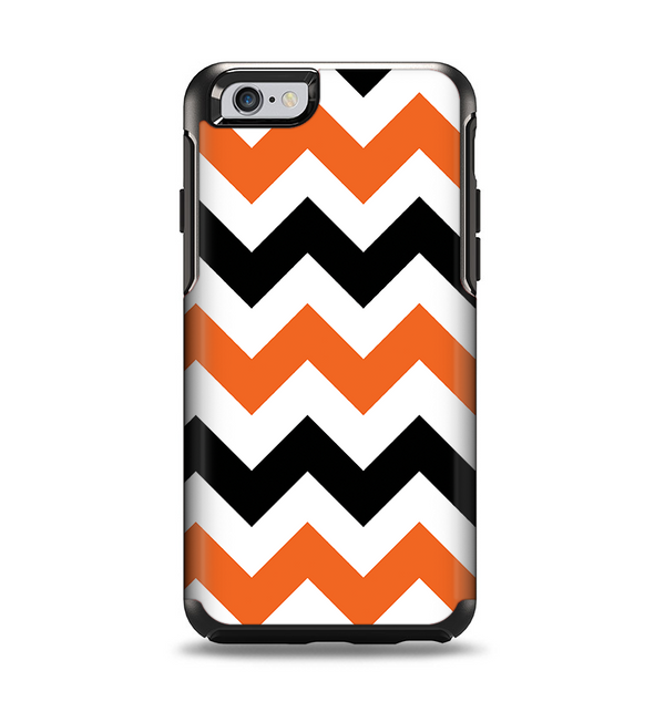 The Orange & Black Chevron Pattern Apple iPhone 6 Otterbox Symmetry Case Skin Set
