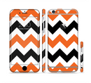 The Orange & Black Chevron Pattern Sectioned Skin Series for the Apple iPhone 6s Plus