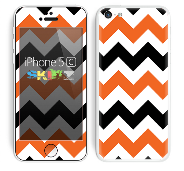 The Orange & Black Chevron Pattern Skin for the Apple iPhone 5c