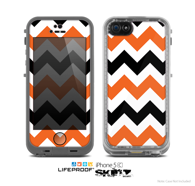 The Orange & Black Chevron Pattern Skin for the Apple iPhone 5c LifeProof Case