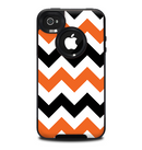 The Orange & Black Chevron Pattern Skin for the iPhone 4-4s OtterBox Commuter Case