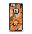 The Orange & Black Hawaiian Floral Pattern V4 Apple iPhone 6 Otterbox Defender Case Skin Set