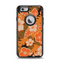 The Orange & Black Hawaiian Floral Pattern V4 Apple iPhone 6 Otterbox Defender Case Skin Set