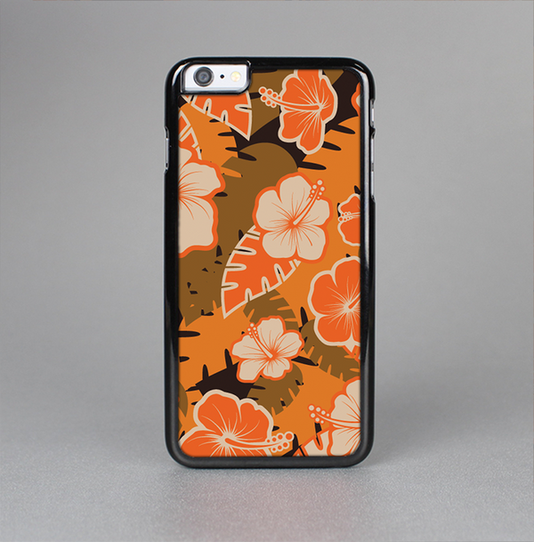 The Orange & Black Hawaiian Floral Pattern V4 Skin-Sert Case for the Apple iPhone 6 Plus