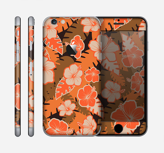 The Orange & Black Hawaiian Floral Pattern V4 Skin for the Apple iPhone 6