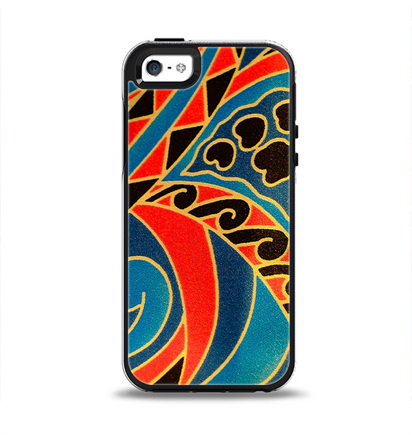 The Orange & Blue Abstract Shapes Apple iPhone 5-5s Otterbox Symmetry Case Skin Set