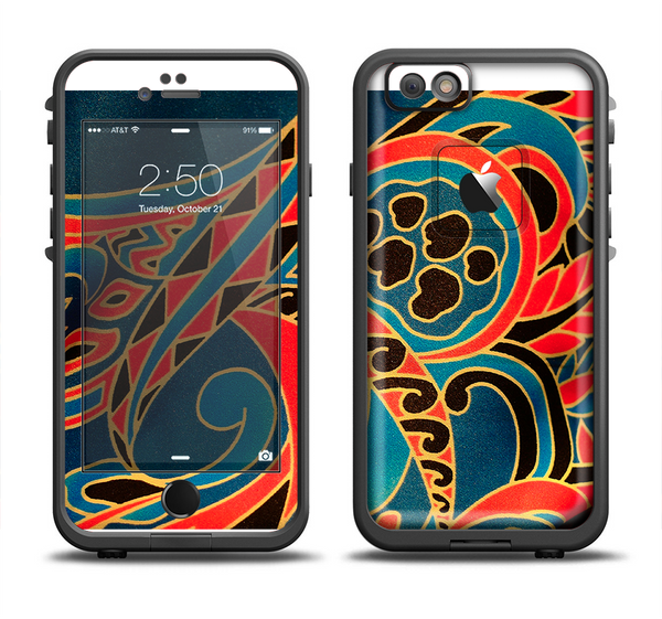 The Orange & Blue Abstract Shapes Apple iPhone 6 LifeProof Fre Case Skin Set