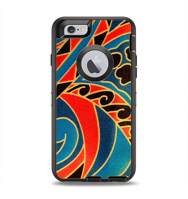 The Orange & Blue Abstract Shapes Apple iPhone 6 Otterbox Defender Case Skin Set