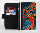 The Orange & Blue Abstract Shapes Ink-Fuzed Leather Folding Wallet Credit-Card Case for the Apple iPhone 6/6s, 6/6s Plus, 5/5s and 5c