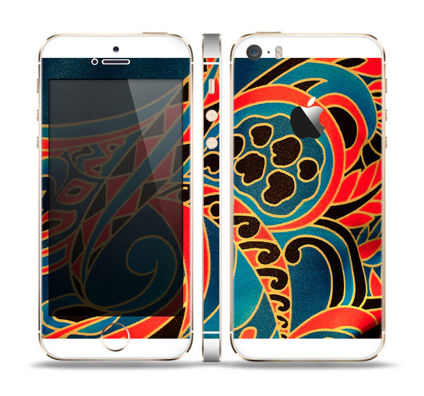 The Orange & Blue Abstract Shapes Skin Set for the Apple iPhone 5s