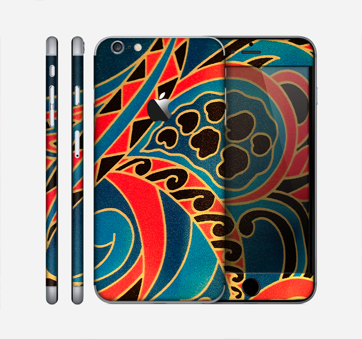The Orange & Blue Abstract Shapes Skin for the Apple iPhone 6 Plus