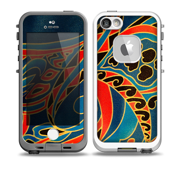 The Orange & Blue Abstract Shapes Skin for the iPhone 5-5s fre LifeProof Case