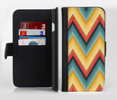 The Orange & Blue Chevron Textured Ink-Fuzed Leather Folding Wallet Credit-Card Case for the Apple iPhone 6/6s, 6/6s Plus, 5/5s and 5c