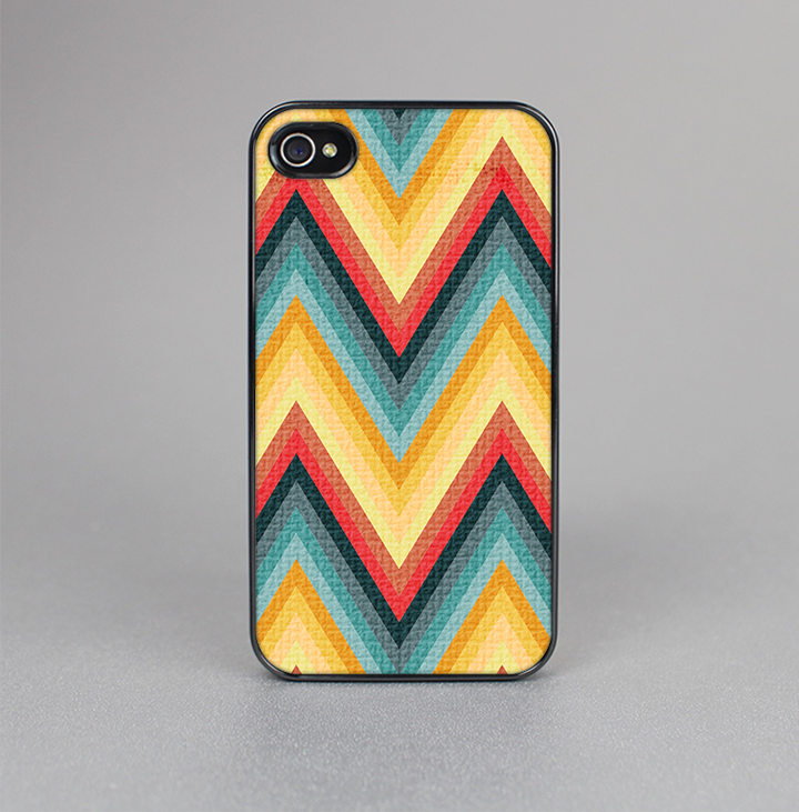 The Orange & Blue Chevron Textured Skin-Sert for the Apple iPhone 4-4s Skin-Sert Case