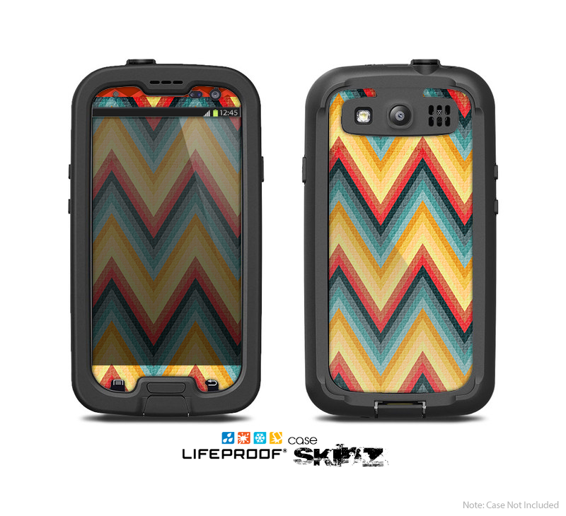 The Orange & Blue Chevron Textured Skin For The Samsung Galaxy S3 LifeProof Case