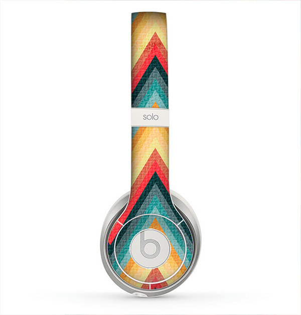 The Orange & Blue Chevron Textured Skin for the Beats by Dre Solo 2 Headphones