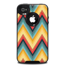 The Orange & Blue Chevron Textured Skin for the iPhone 4-4s OtterBox Commuter Case