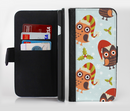The Orange Cartoon Winter Owls Ink-Fuzed Leather Folding Wallet Credit-Card Case for the Apple iPhone 6/6s, 6/6s Plus, 5/5s and 5c
